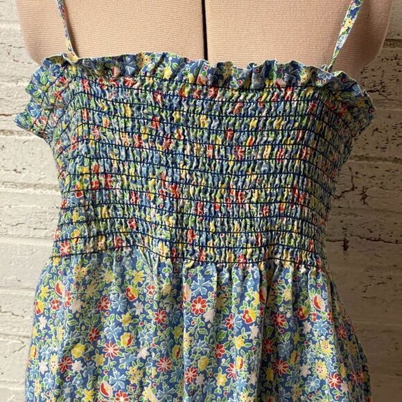 Vintage Private Line Prairie Floral Midi Shirred Dress Large - Picture 3 of 11